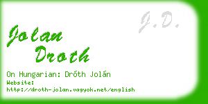 jolan droth business card